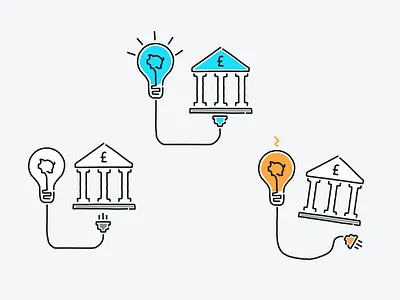 Connecting accounts banks colour fintech illustration spending money tandem wip