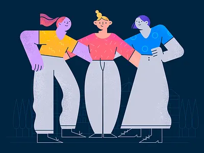 Friends character characterdesign cute friends girls illustration line illustration texture vector