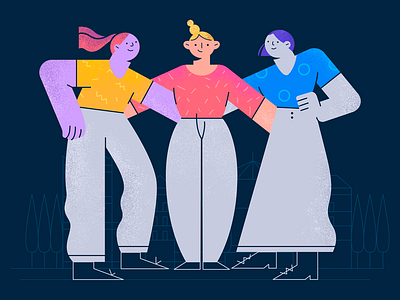 Friends character characterdesign cute friends girls illustration line illustration texture vector