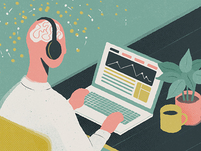 Mr Porter - How to be more creative at work characters computer concept conceptual illustration editorial illustration figure figures illustration lifestyle illustration texture
