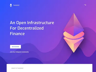 Theodoz Website animation blockchain blue branding card coin development ethereum finance gradient isometric logo logo 3d purple ui visual web design web development website yellow