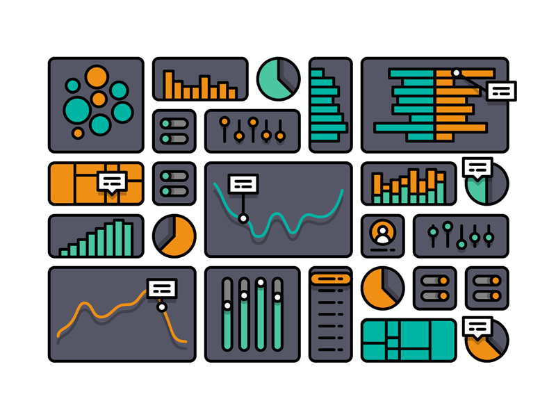 Telemetry animation chart dashboard data data visualization gif graph graphs grid illustration illustrator metrics telemetry tiles