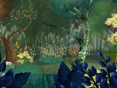 Secret Places 2d 2d art animation art color creative design flower forrest garden illustration illustrator landscape morning nature plant texture tree wood