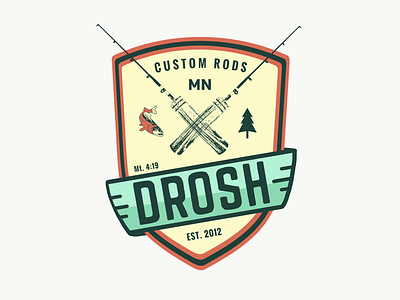 DROSH Custom Fishing Rods badge badges drosh fish fishing fishing rod logo minnesota pine tree ramsey rods