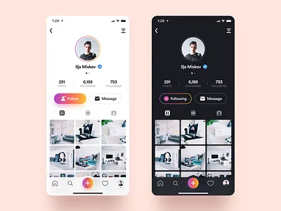 Instagram Profile apple black branding clean colorful dark design flat gray interface ios iphone minimal minimalism ui ux vector white