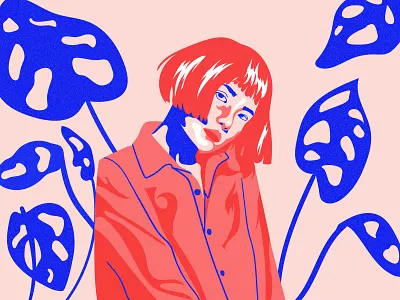 Some leaf that I used to know art artwork blue branding color palette contrast design drawing graphic design graphic designers illustration illustrator logo portait red sketch ux vector woman woman illustration