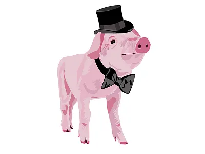 Fancy Pig color drawing illustrator pig ralph lauren style vector