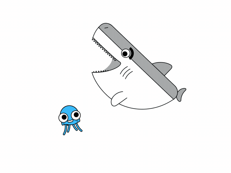 Unlikely Pals - Snapchat animation cute fish friends friendship fun interactive jelly fish lottie ocean shark svg svg animation