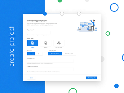 AI Data Annotation - Create Project Wizard app artificial intelligence create create new creative data analytics design form design illustration new project ui ux wizard