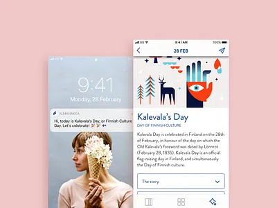 Almanakka illustration mobile app