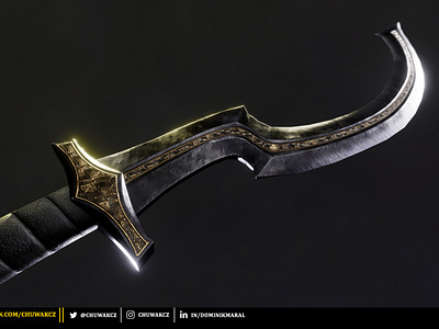 Egyptian Khopesh - Obsidian Version 3d 3d art 3d modeling 3dmodel 3drender blender cg art cgi egypt egyptian game art graphic design metal obsidian pbr prop design render substance painter sword weapon