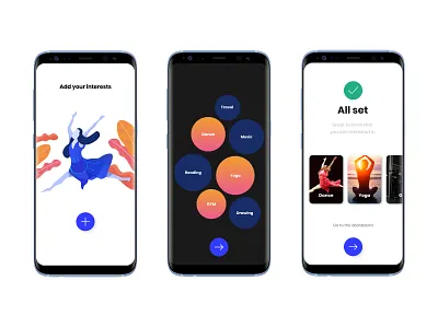 Set your interests - Personalized app daily life goals hobbies illustration interests mobile app design tasks ui ui design uiux