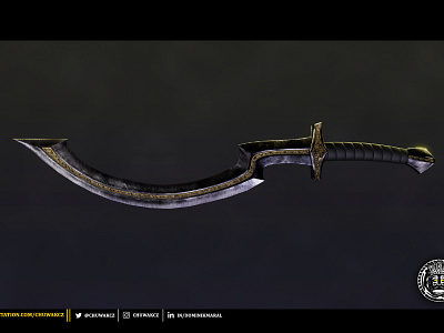 Egyptian Khopesh - Obsidian Version 3d 3d art 3d modeling 3dmodel 3drender blender cg art cgi egypt egyptian game art graphic design metal obsidian pbr prop design render substance painter sword weapon