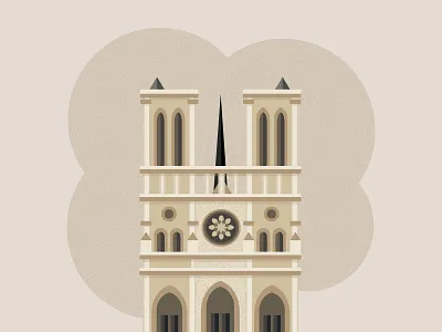 Notre Dame 2d building cathedral flat design illustration kerning notre dame vector