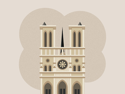Notre Dame 2d building cathedral flat design illustration kerning notre dame vector