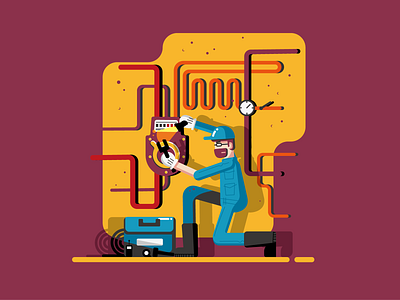 Repair design illustration pipe repair repairman
