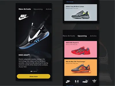 Sneakers Blogging Application application design mobile ui