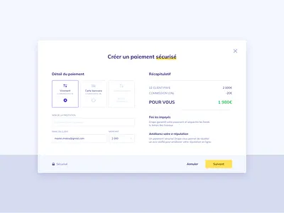 Payment method modal form interface payment payment method purple transfer webdesign white yellow