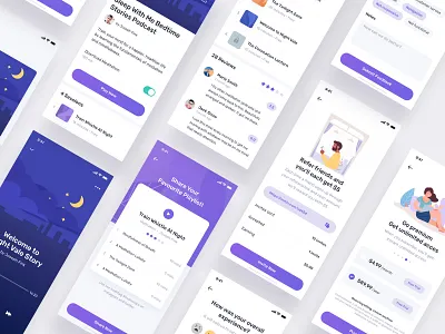 Health Fitness Mobile App UI UX fitness health ios meditation mobile mobile app podcast ui ui kit ux