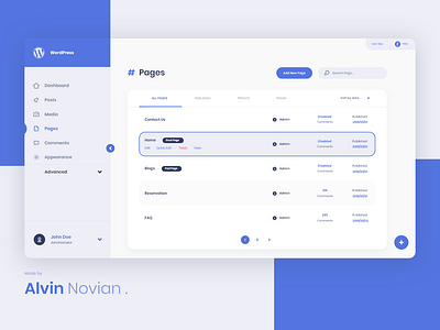 WordPress Design Concept - Pages app appdesign blog blog design clean design editor page ui ux web website wordpress
