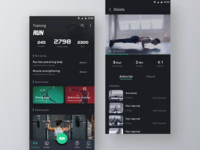 Run App app fitness fitness coach fitness record fitness video run ui ux