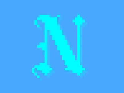 #Typehue 13: N blackletter blue dropcap letter letter n n n logo pixel teal turqoise typehue