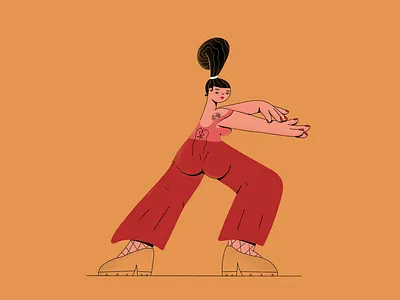 Woman with attitude N2 dance ipad orange outline red warm woman