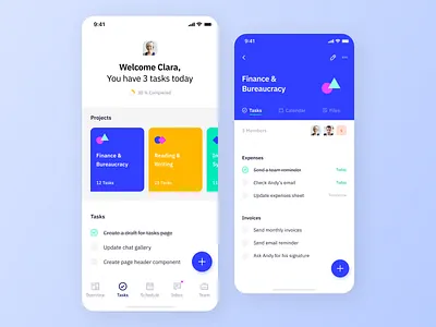 Indigo Ds - Tasks app clean colours design system interaction interface ios mobile project task task app typography ui ux vibrant
