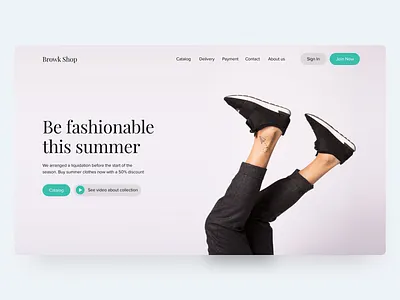 Main page for BrowkShop design fashion hero page logo main ui web