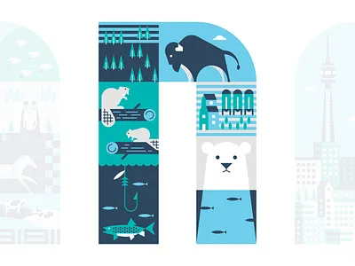 Uptake Canada Mural beaver buffalo canada fish fishing icon illustration mural polarbear