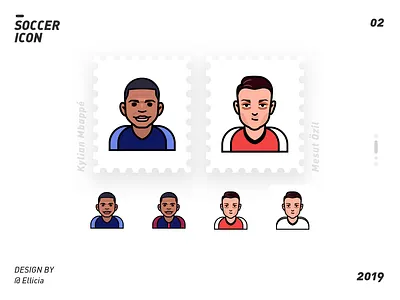 Illustration/soccer icon 02 character design illustration mbappe ozil painting suningsports