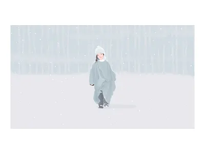 The little girl in the snow illustration