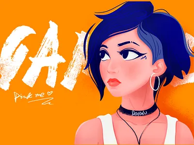 Practice 1 blue and yellow girl persona 动画片 卡通设计 插图 设计