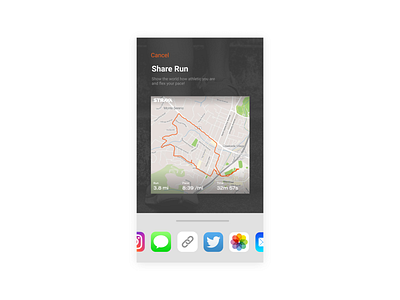 Strava "Share Run" UI Redesign - Daily UI #010 dailyui redesign running share run social share strava ui uiux