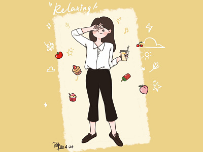 Girl's Diary - Relaxing illustration