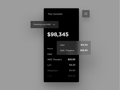 New Bank of America bank black blur clean components concept dark dark app grey minimal ui ux
