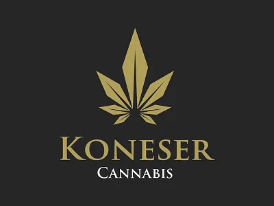 Koneser brand branding cannabis club elegant exclusive leaf logo marichuana symbol vector