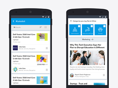 Business app hash tag search results and category suggestions article feed globalsearch keyowordsearch search story suggestion