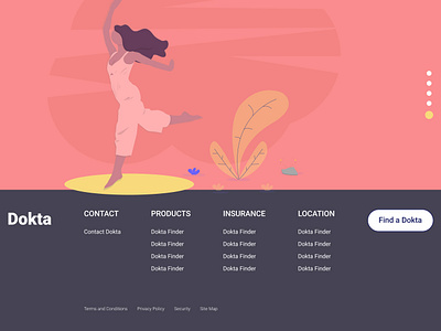 Dokta - Health & Wellness App - Footer page concept desktop app health and fitness health app illustration interface landing page minimal product design ui uidesign ux uxdesign