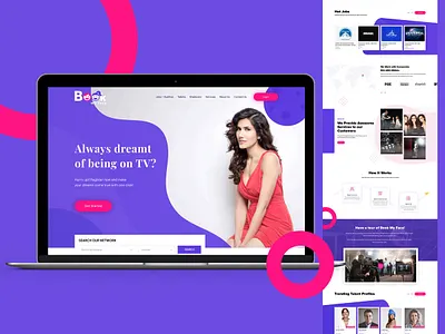 Book My Face acting audition design film making flat illustration job mock up modeling template design ui uiux web deisgn