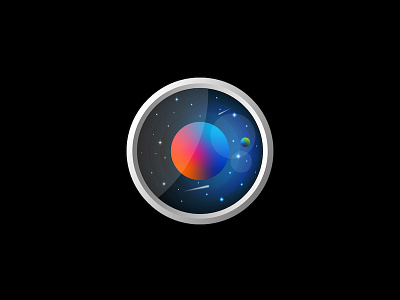 Cosmos glass icon astrology comets cosmos design emblem gradient button icon illustration logo planet round icon round logo sattelite shape stars typography vector window