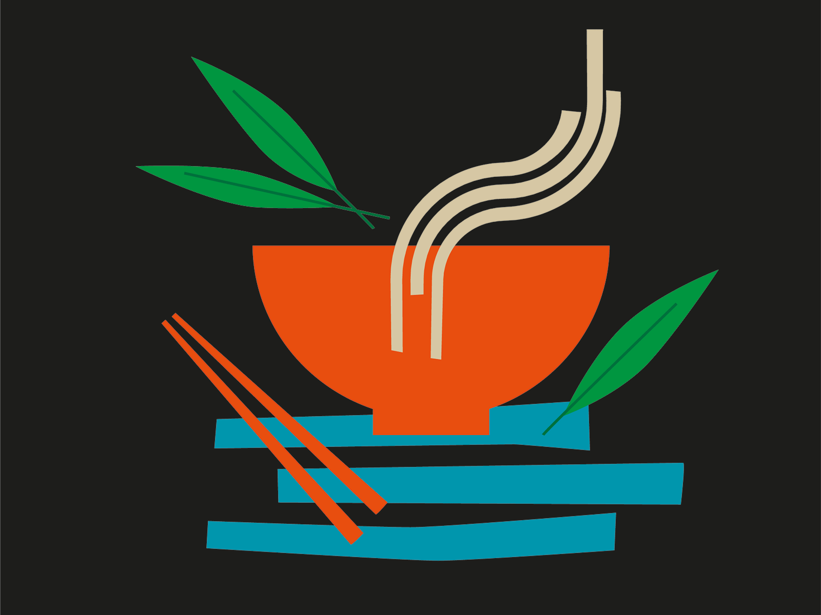 Udon! chopsticks cutout food japanese food noodle shape simple soup vector vector art