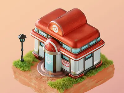 Pokemon Center 3d 3d art blender cute digital fanart illustration isometric pokemon