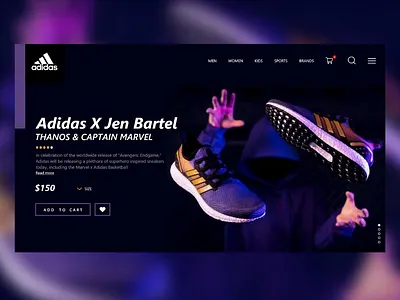 Adidas X Jen Bartel “Thanos” & “Captain Marvel” Concept adidas design ui ux web webdesign website