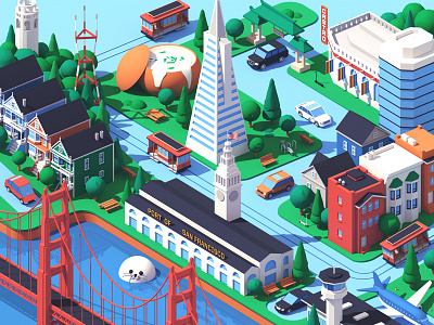 Lyft / San Francisco 3d c4d california city illustration isometric san francisco sf usa