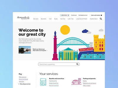 Newcastle City Council Website council design government homepage icon illustration newcastle ui ux web design website