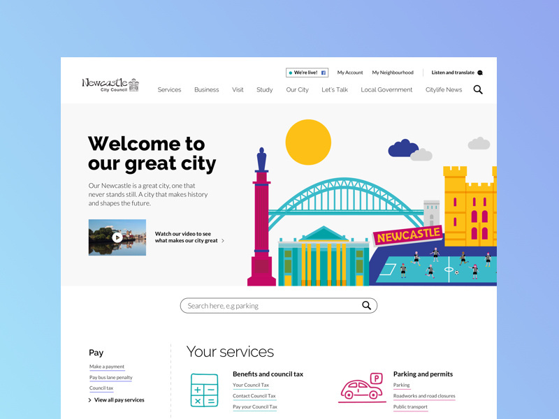 Example of Newcastle City Council Website