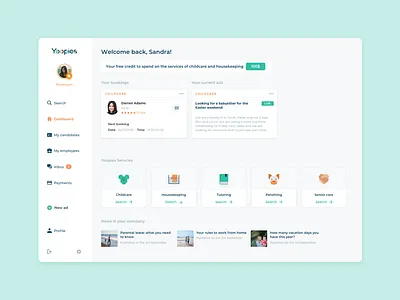 Dashboard Overview - Services desktop design ui ux