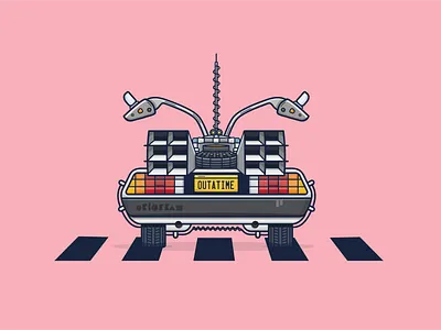 OUTATIME back to the future character delorean design illustration