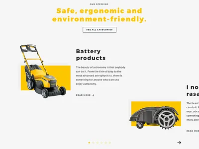 Stiga - product gallery corporate design gallery garden green interface pagination stiga ui user experience user interface ux yellow